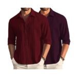 DEELMO Combo of Men's Casual Button Down Shirts