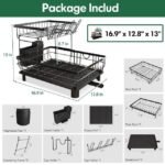 MAJALiS Dish Drying Rack, 2 Tier Dish Drainer Rack with Drip Tray and Drainer Mat - Image 2