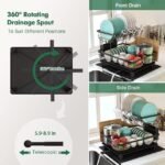 MAJALiS Dish Drying Rack, 2 Tier Dish Drainer Rack with Drip Tray and Drainer Mat - Image 3