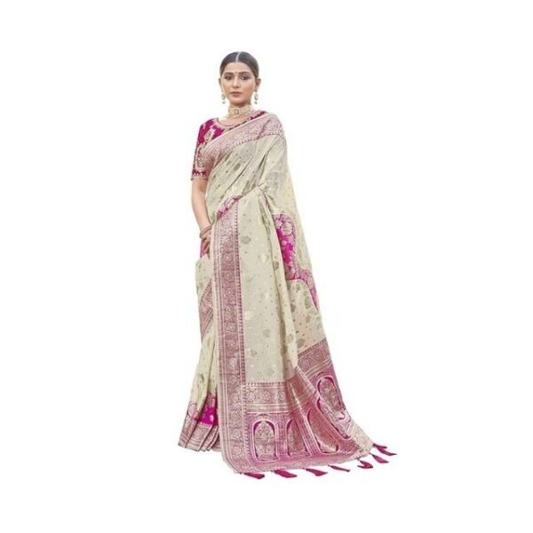 MANOHARI Most Trendy Jacquard Work Woven Saree with Unstitch Blouse Piece