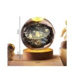 One94Store 3D Solar Planet Crystal Ball LED Night Lamp, Creative Engraved Night Light Wooden Base - Image 3