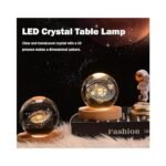 One94Store 3D Solar Planet Crystal Ball LED Night Lamp, Creative Engraved Night Light Wooden Base - Image 2