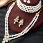 Peora Crystal Faux Pearl Kundan Necklace & Jewellery Set - Image 2