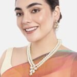 Peora Crystal Faux Pearl Kundan Necklace & Jewellery Set - Image 4