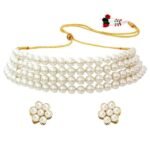 Peora Crystal Faux Pearl Kundan Necklace & Jewellery Set - Image 3