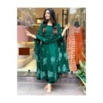 RAAHI CREATIONS Long Kurta Having Discharge Floral Print and Printex, Pants & Dupatta - Image 2