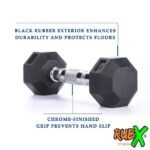 RUBX Rubber Coated Professional Exercise Hex Dumbbells (Pack Of 2) - Image 3