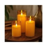 SATYAM KRAFT 3 Pcs LED Tea Light Candles | Flameless, Smokeless