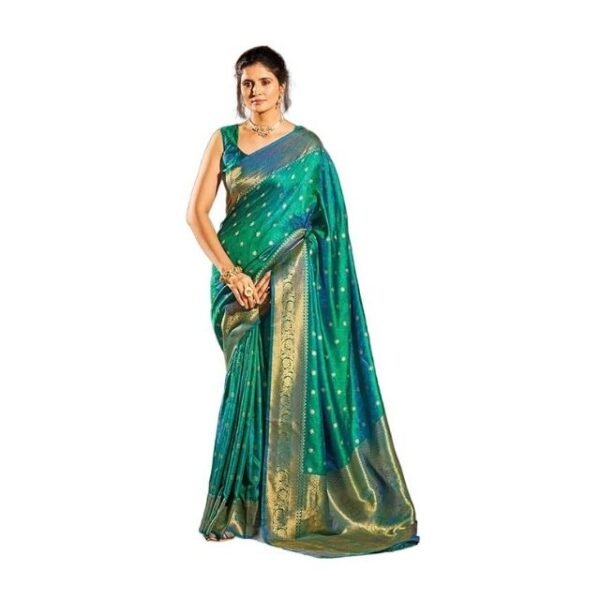SWORNOF Womens Kanjivaram Banarasi Silk Saree Patola saree with Unstitched blouse piece