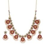 ZAVERI PEARLS Gold Tone Traditional Temple Choker Necklace Set