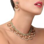 ZAVERI PEARLS Gold Tone Traditional Temple Choker Necklace Set - Image 2